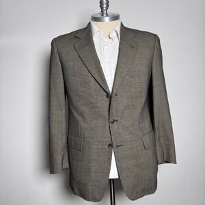 Corneliani Blazer Mens 42R Brown Micro-Check Pure Virgin Wool 3-Button Italy